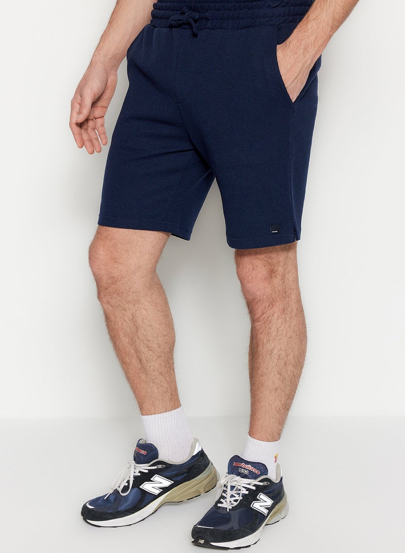 trendyol Navy Blue Regular/Normal Cut Textured Fabric Label Polo Neck Tracksuit Set Tmnss23Em00003 - Image 5