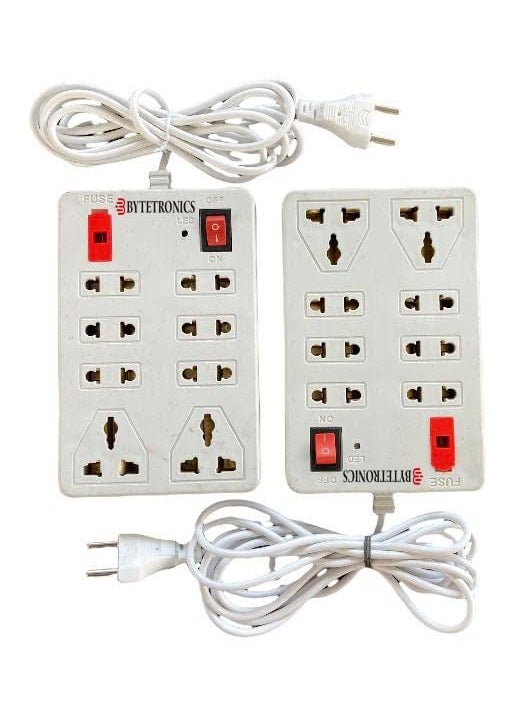 BYTETRONICS BYTETRONICS Extension BoardSurge Protector 81 Switch and sockets Fuse and Indicator with 4 Yard Cord White 5 amp 2  - Image 1