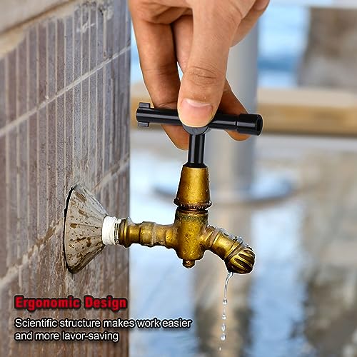HAUTMEC 4 Way Sillcock Water Key Multi-functional Universal Cross Water Spigot Key Zinc Alloy Plumbers Electricians Valve Tools Black Silcock Key 4 Way - Image 5