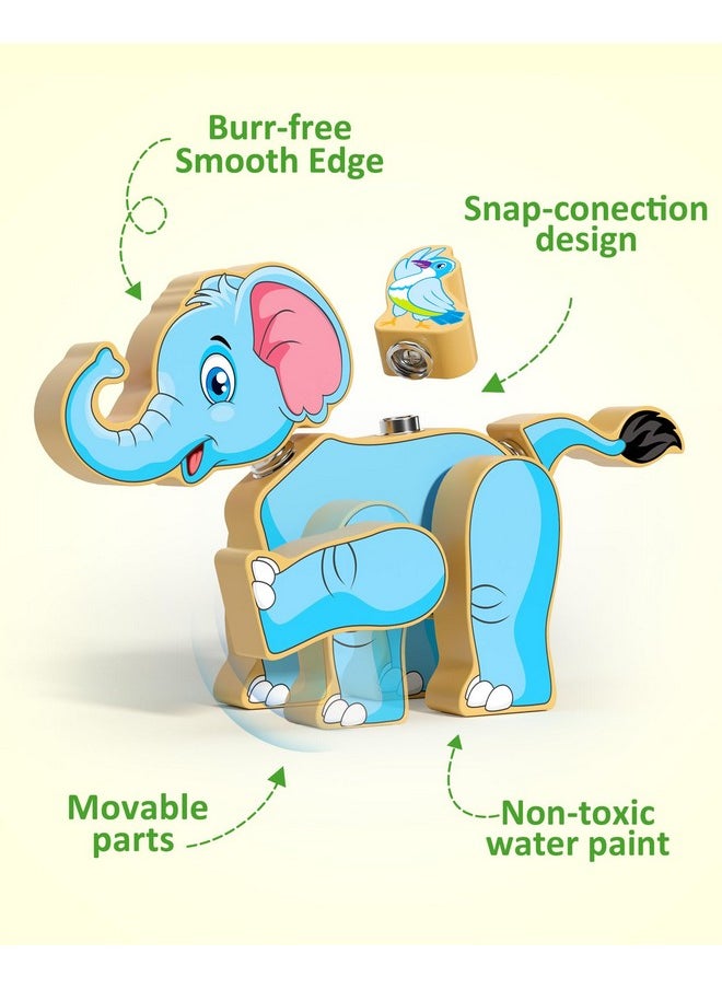 Coogam Coogam Wooden Snap Together Building Toy, Take Apart Construction Builders, Assembly Animal Building Blocks, STEM Fine Motor Learning Toy Gift for 3 4 5 Years Old Kids  - Image 5