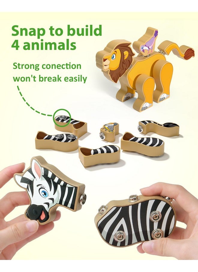 Coogam Coogam Wooden Snap Together Building Toy, Take Apart Construction Builders, Assembly Animal Building Blocks, STEM Fine Motor Learning Toy Gift for 3 4 5 Years Old Kids  - Image 2