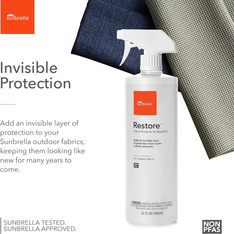 Sunbrella Restore Fabric Protector | Water-Repellent Spray for Outdoor Fabrics | Easy Use, Non-PFAS | Protect & Restore Upholstery | 32 fl oz - Image 1