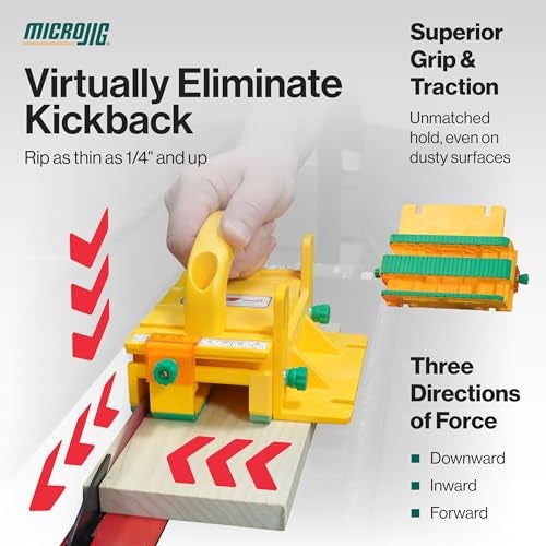 MICROJIG GRR-RIPPER+ by Microjig. Includes SafeRip Kit. Fully Adjustable 3D Push Block for Table Saws, Router Tables, Band Saws, and Jointers. (SKU: GR-100+) Yellow/Green - Image 3