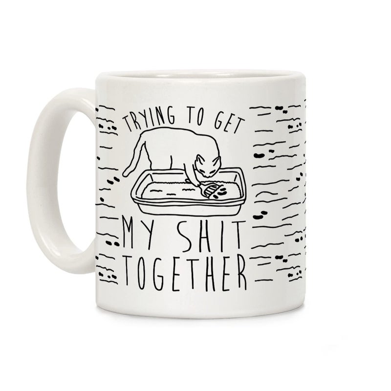 LookHUMAN Cat Coffee Mug Funny Coffee Mugs Adult Humor DoubleSided Print Ceramic Coffee Cups as Cat Themed Gifts for Women Men Dishwasher Safe Novelty Coffee Mugs for Women Men 11oz