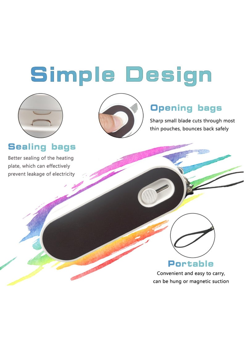 SYOSI Mini Bag Sealer 2 in 1 Rechargeable Handheld Plastic Resealer Vacuum Sealing Machine for Keeping Food Chips Cookies Fresh Kitchen Chip Bags Cutter Portable Snacks Save - Image 2