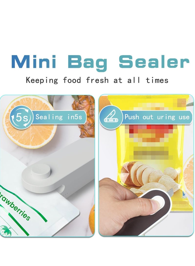 SYOSI Mini Bag Sealer 2 in 1 Rechargeable Handheld Plastic Resealer Vacuum Sealing Machine for Keeping Food Chips Cookies Fresh Kitchen Chip Bags Cutter Portable Snacks Save - Image 5