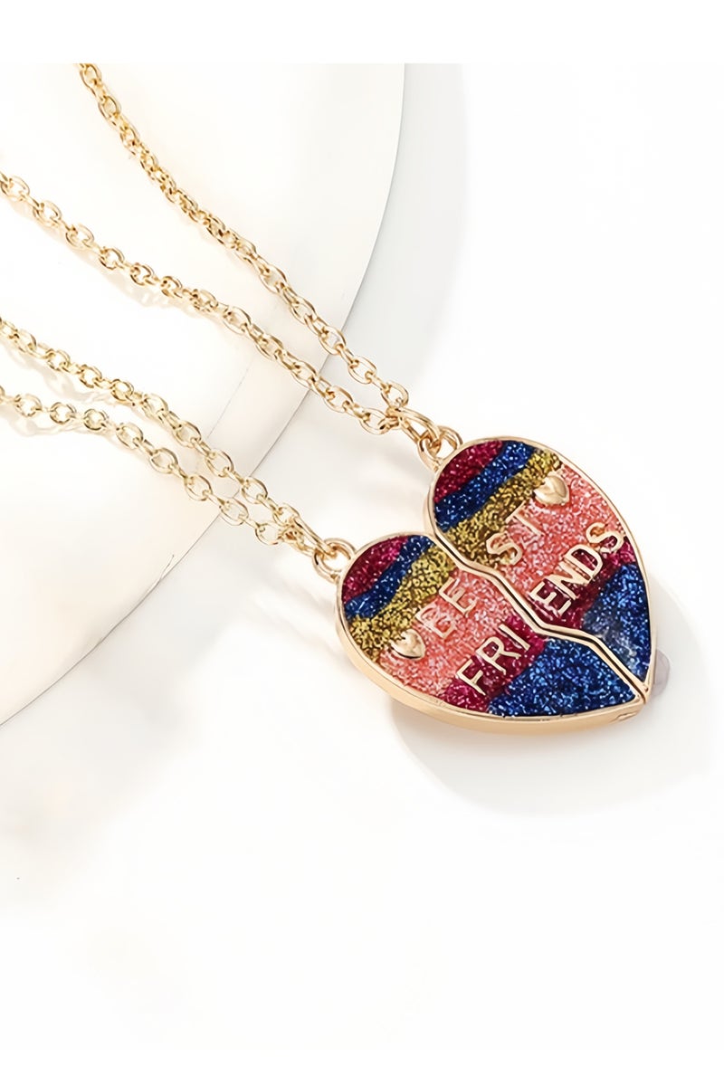 ARUWA 2PCS BFF Necklaces Friendship Chic Heart Magnetic Necklaces, Best Friends Heart Pendant Chic Design Chain Necklaces,for Girls Women Friendship Jewelry Gifts for Kids - Image 1