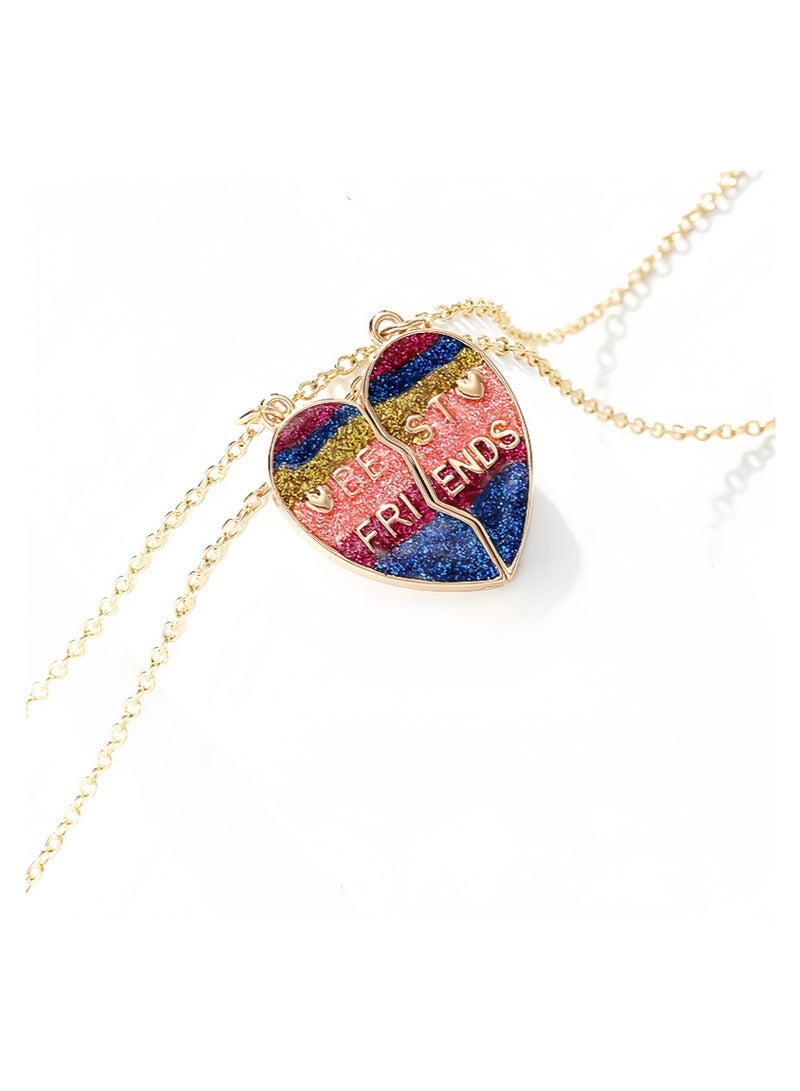 ARUWA 2PCS BFF Necklaces Friendship Chic Heart Magnetic Necklaces, Best Friends Heart Pendant Chic Design Chain Necklaces,for Girls Women Friendship Jewelry Gifts for Kids - Image 2