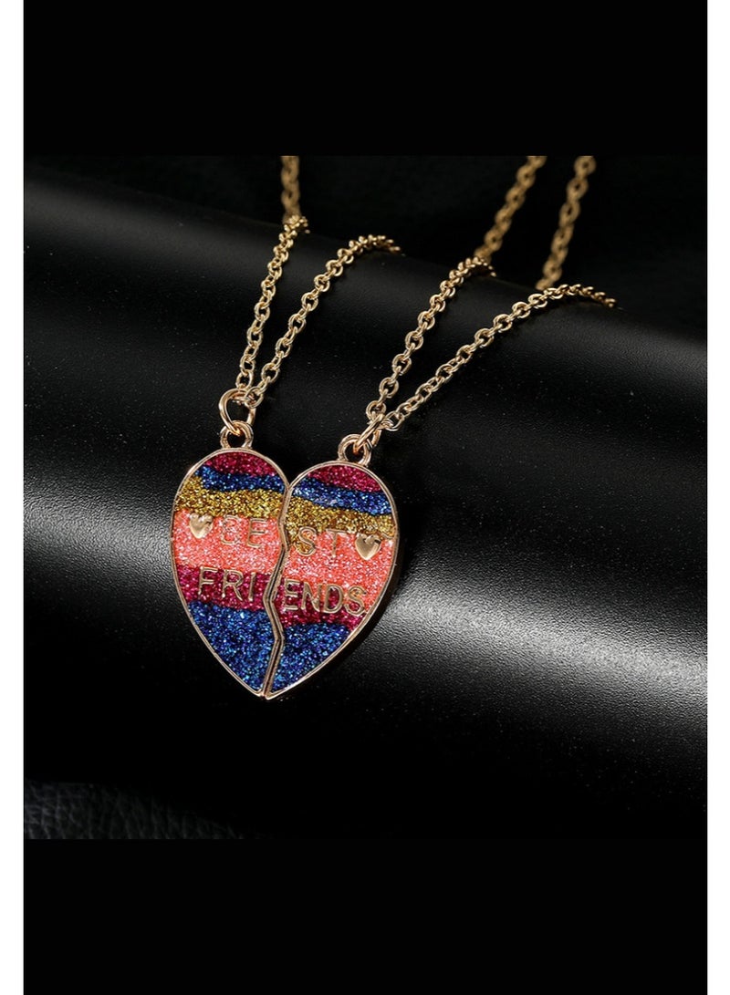 ARUWA 2PCS BFF Necklaces Friendship Chic Heart Magnetic Necklaces, Best Friends Heart Pendant Chic Design Chain Necklaces,for Girls Women Friendship Jewelry Gifts for Kids - Image 5