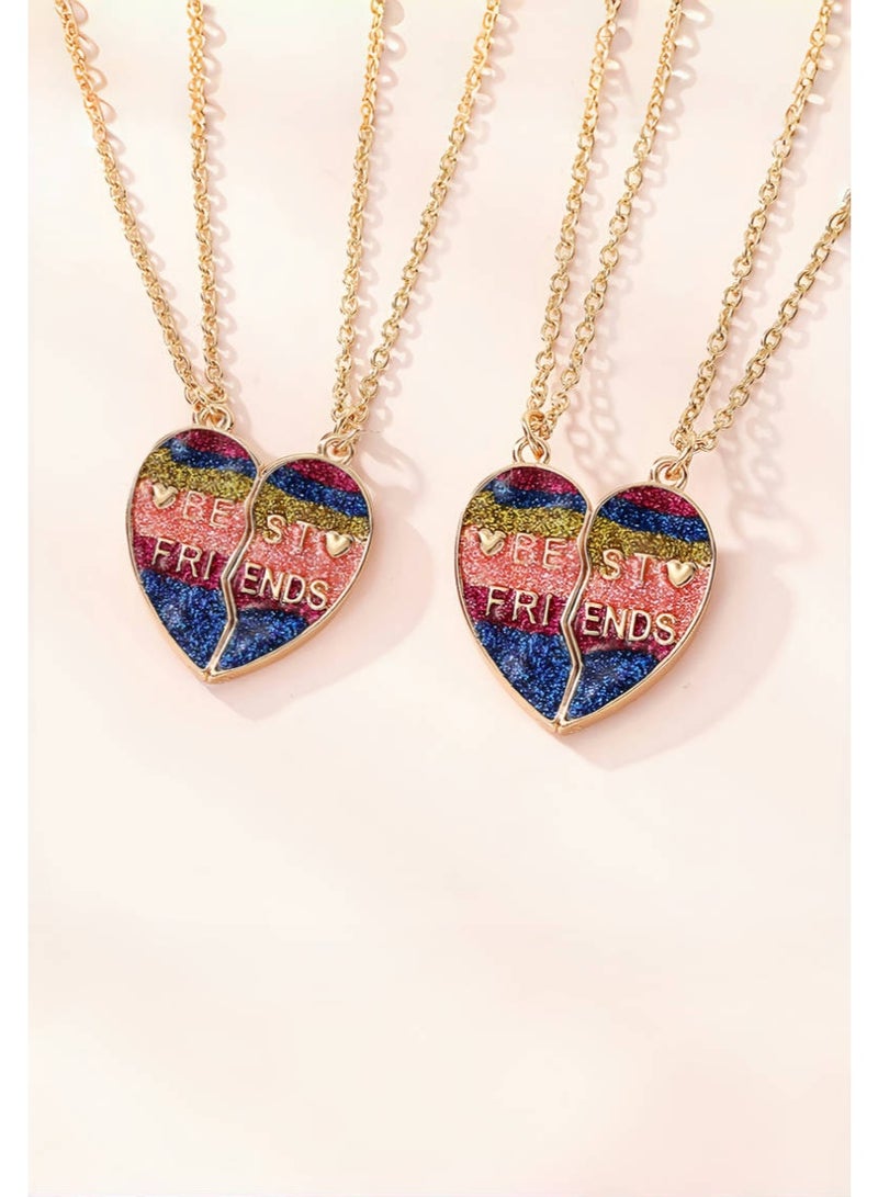 ARUWA 2PCS BFF Necklaces Friendship Chic Heart Magnetic Necklaces, Best Friends Heart Pendant Chic Design Chain Necklaces,for Girls Women Friendship Jewelry Gifts for Kids - Image 4