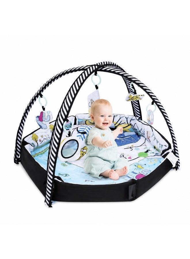 Baby Activity Gym Play Mat with Piano Keyboard, Hanging Sensory Toys & Soft Play Mat, Musical Baby Fitness Gym, Infant Tummy Time Mat for Crawling, Early Learning Development, Newborn Baby Gift - Image 1