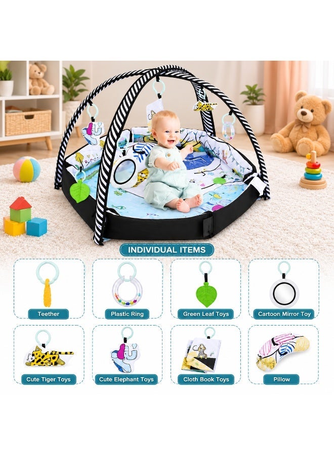 Baby Activity Gym Play Mat with Piano Keyboard, Hanging Sensory Toys & Soft Play Mat, Musical Baby Fitness Gym, Infant Tummy Time Mat for Crawling, Early Learning Development, Newborn Baby Gift - Image 2