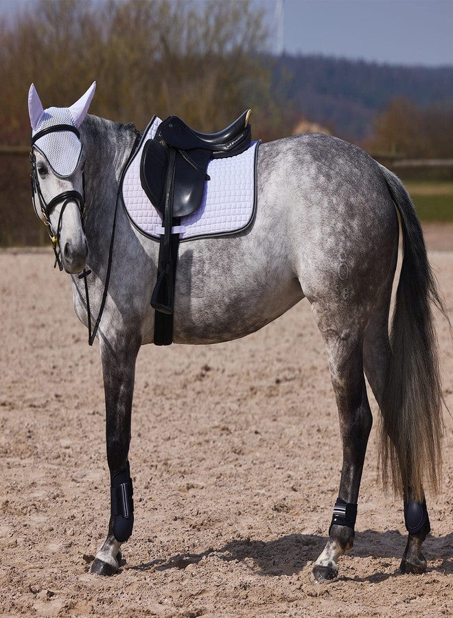Horze Adepto Cotton Crochet Insect and Fly Protection Horse Ear Net with Cotton Ear Covers - White - Horse - Image 4