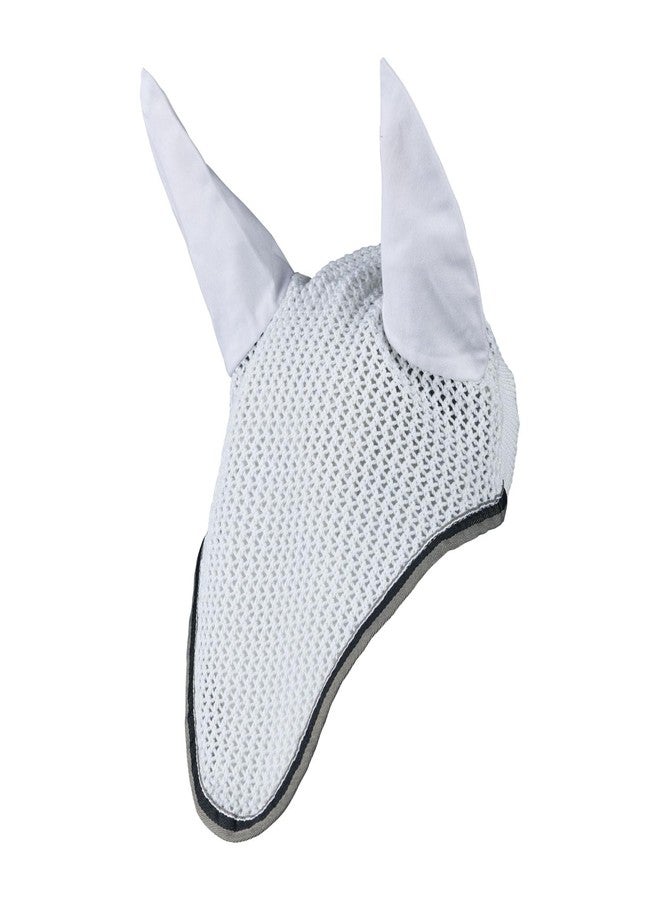 Horze Adepto Cotton Crochet Insect and Fly Protection Horse Ear Net with Cotton Ear Covers - White - Horse - Image 1