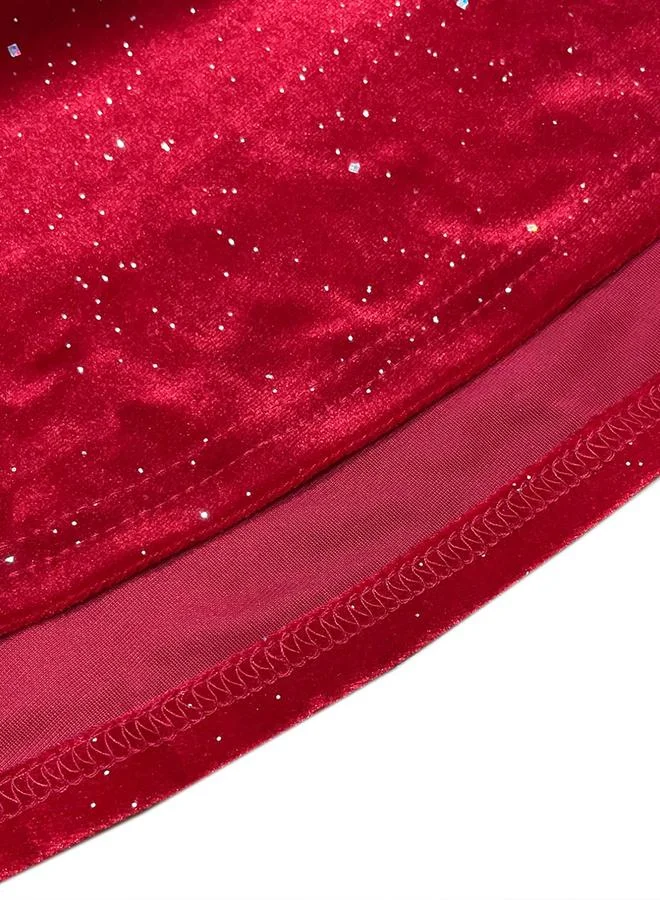 Take Two Women's Solid One Shoulder Pleated Detail Velvet Mini Dress