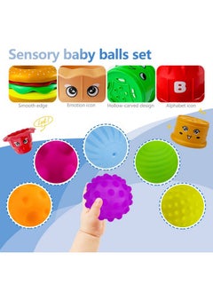 ROHSCE Sensory Balls for Baby, Infant Toys 6-12 Months, Textured Multi Balls for Toddlers 1-3 Colorful Soft Squeezy Bath Toys with Stacking Cups Montessori Toys for Babies Juguetes Para Bebes de 0 a 6 Meses  - Image 2