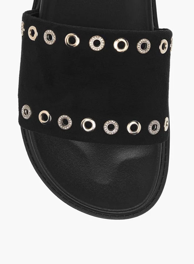 Celeste Women's Eyelet Detail Slip-On Flat Sandals
