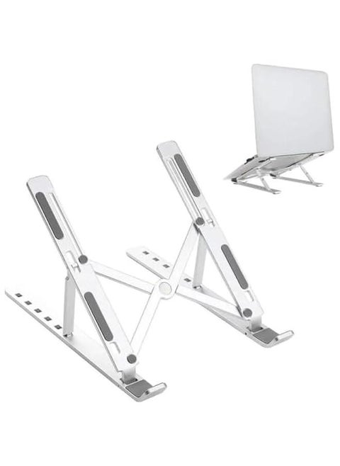 Premium Line Aluminum Folding Ergonomic Notebook Tablet Stand for 6 Angle Adjustable Portable Desktop with Height Dimmable Lightweight Universal Stand - With Storage Case