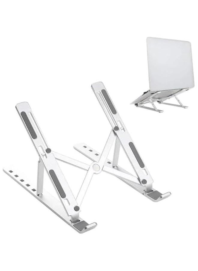 Premium Line Aluminum Folding Ergonomic Notebook Tablet Stand for 6 Angle Adjustable Portable Desktop with Height Dimmable Lightweight Universal Stand - With Storage Case