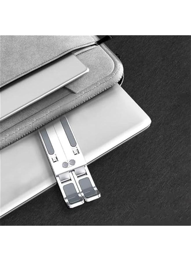 Premium Line Aluminum Folding Ergonomic Notebook Tablet Stand for 6 Angle Adjustable Portable Desktop with Height Dimmable Lightweight Universal Stand - With Storage Case
