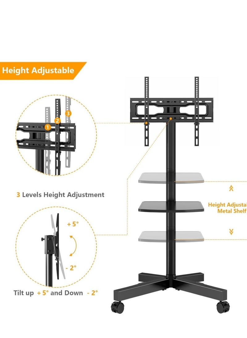 HYX "HYX Mobile TV Cart on Wheels – Adjustable Rolling Stand for 32-70 Inch TVs, Supports Up to 100 lbs" - Image 3