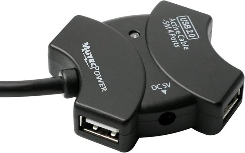 MutecPower 16.5 ft (5m) USB 2.0 Active Extension Cable with 4-Port USB Hub and extention chipset - USB Male to Female Cord/Repeater Cable 16.5 Feet Black - Image 4