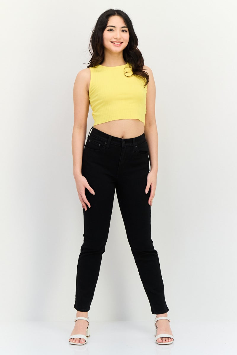 Levi's Women Slim Fit Washed Straight Leg Jeans, Black - Image 3