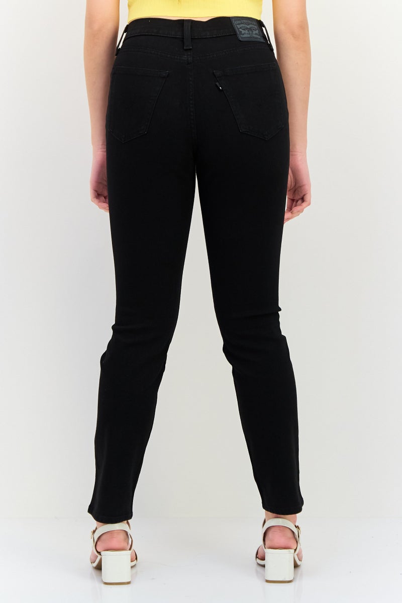 Levi's Women Slim Fit Washed Straight Leg Jeans, Black - Image 4