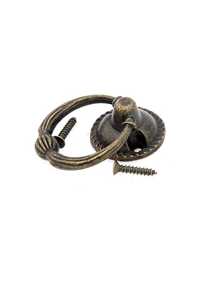 The Bros 6 PCs Cabinet Hardware Drop Ring Pulls with Antique Brass Finish - Drawer Ring Handles, Small Size, Ring Diameter 1.1-in (2.7 cm) - Image 5