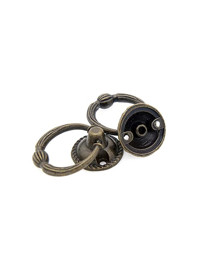 The Bros 6 PCs Cabinet Hardware Drop Ring Pulls with Antique Brass Finish - Drawer Ring Handles, Small Size, Ring Diameter 1.1-in (2.7 cm) - Image 4