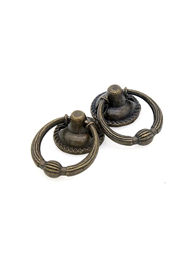 The Bros 6 PCs Cabinet Hardware Drop Ring Pulls with Antique Brass Finish - Drawer Ring Handles, Small Size, Ring Diameter 1.1-in (2.7 cm) - Image 3