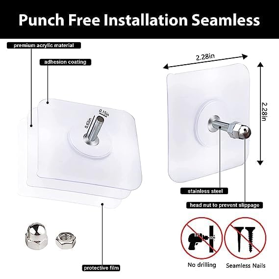 Heavy Duty Adhesive Wall Hooks Pack for 25 Transparent Reusable Mounting Hooks Waterproof for Bathroom Kitchen Storage  - Image 3