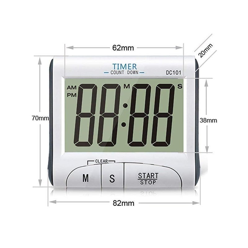 Clovis Large Display Kitchen Timer Digital Timer Magnetic Back Loud Alarm On A Rope White Cooking Timers for Kitchen Teachers Students Games Kids Meetings Sports Timer for Workouts Exercise - Image 2