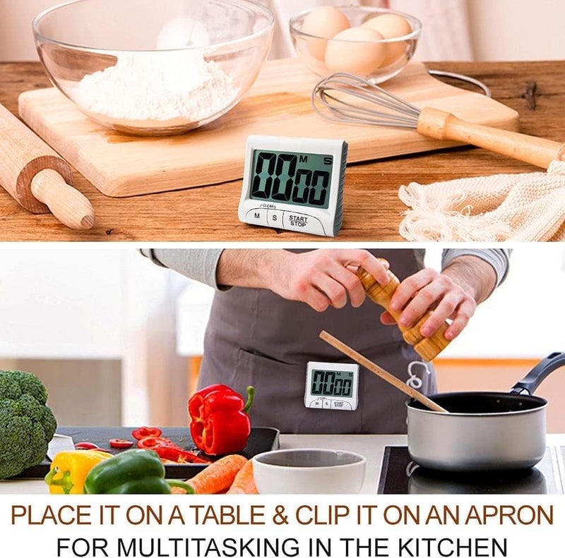 Clovis Large Display Kitchen Timer Digital Timer Magnetic Back Loud Alarm On A Rope White Cooking Timers for Kitchen Teachers Students Games Kids Meetings Sports Timer for Workouts Exercise - Image 5