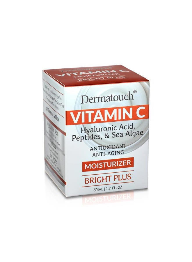 DERMATOUCH Vitamin C Moisturizer with Hyaluronic Acid, Peptides & Sea Algae, 1.75 fl oz - Made in America - Image 1