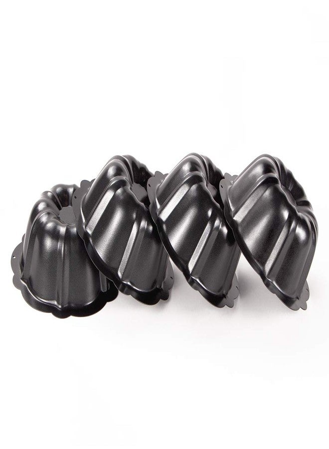 Webake Mini Cake Pan Nonstick Fluted Cake Pan 4 Inch Carbon Steel Baking Cup Mold for Buntcake, Bavarois, Brownie, Cupcake, Pudding Canele, Pack of 4 - Image 3