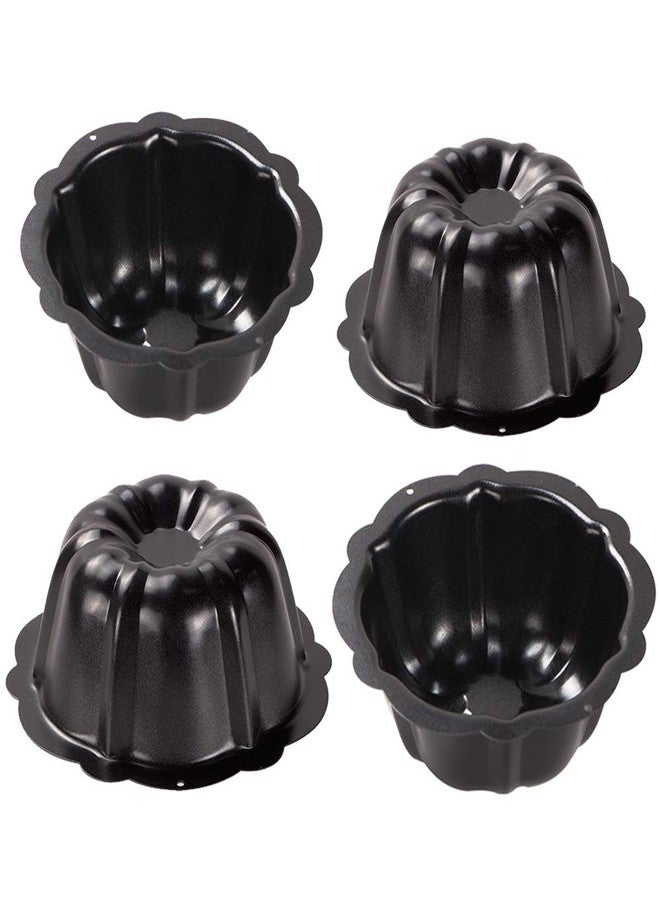 Webake Mini Cake Pan Nonstick Fluted Cake Pan 4 Inch Carbon Steel Baking Cup Mold for Buntcake, Bavarois, Brownie, Cupcake, Pudding Canele, Pack of 4 - Image 1