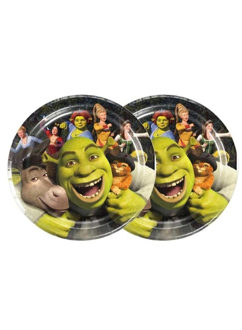 Paper Plates Decorated With A Multi-Colored Shrek Character Print 100 Pcs - Image 1
