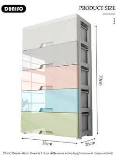 DUNISO 5-layers Drawer Storage Cabinet,Toy Storage Box, Plastic Floor Storage Cabinet Drawer Storage Organizer for Clothes,Toys, Dust-proof Storage Containers Shelf Box for Living Room,Bathroom,Ktchen,Bedroom  - Image 3