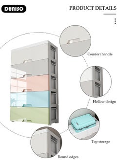 DUNISO 5-layers Drawer Storage Cabinet,Toy Storage Box, Plastic Floor Storage Cabinet Drawer Storage Organizer for Clothes,Toys, Dust-proof Storage Containers Shelf Box for Living Room,Bathroom,Ktchen,Bedroom  - Image 2