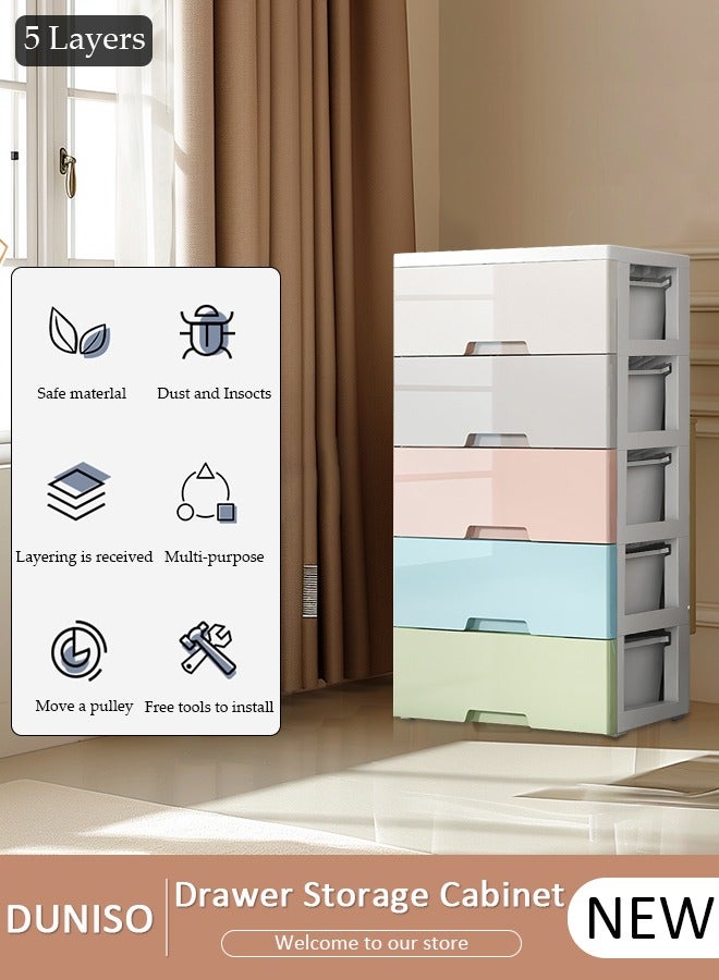 دونيسو خزانة تخزين بأدراج من 5 طبقات، صندوق تخزين للألعاب، خزانة تخزين أرضية بلاستيكية، منظم تخزين للأدراج للملابس والألعاب، حاويات تخزين مقاومة للغبار، صندوق رف لغرفة المعيشة والحمام والمطبخ وغرفة النوم - Image 1