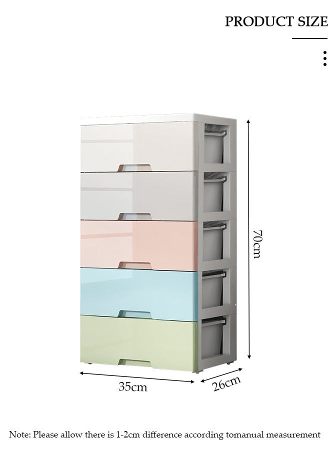 دونيسو خزانة تخزين بأدراج من 5 طبقات، صندوق تخزين للألعاب، خزانة تخزين أرضية بلاستيكية، منظم تخزين للأدراج للملابس والألعاب، حاويات تخزين مقاومة للغبار، صندوق رف لغرفة المعيشة والحمام والمطبخ وغرفة النوم - Image 2