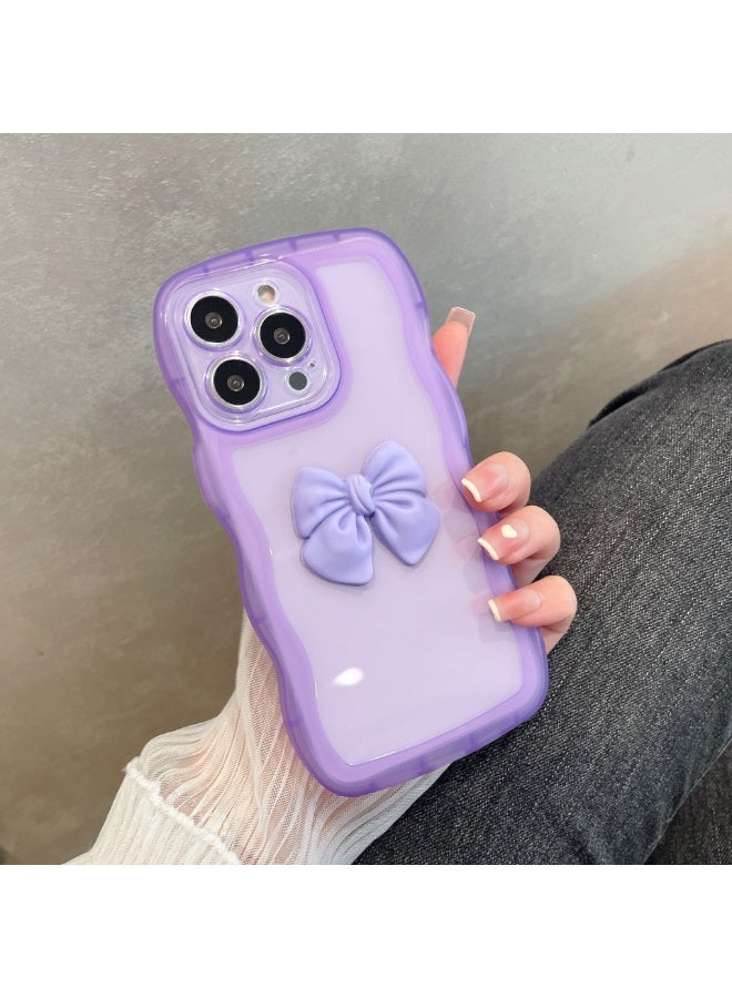 NIBEMINENT Wave Edged Bow Protective TPU Case Cover For iPhone 14 Pro Max, Purple
