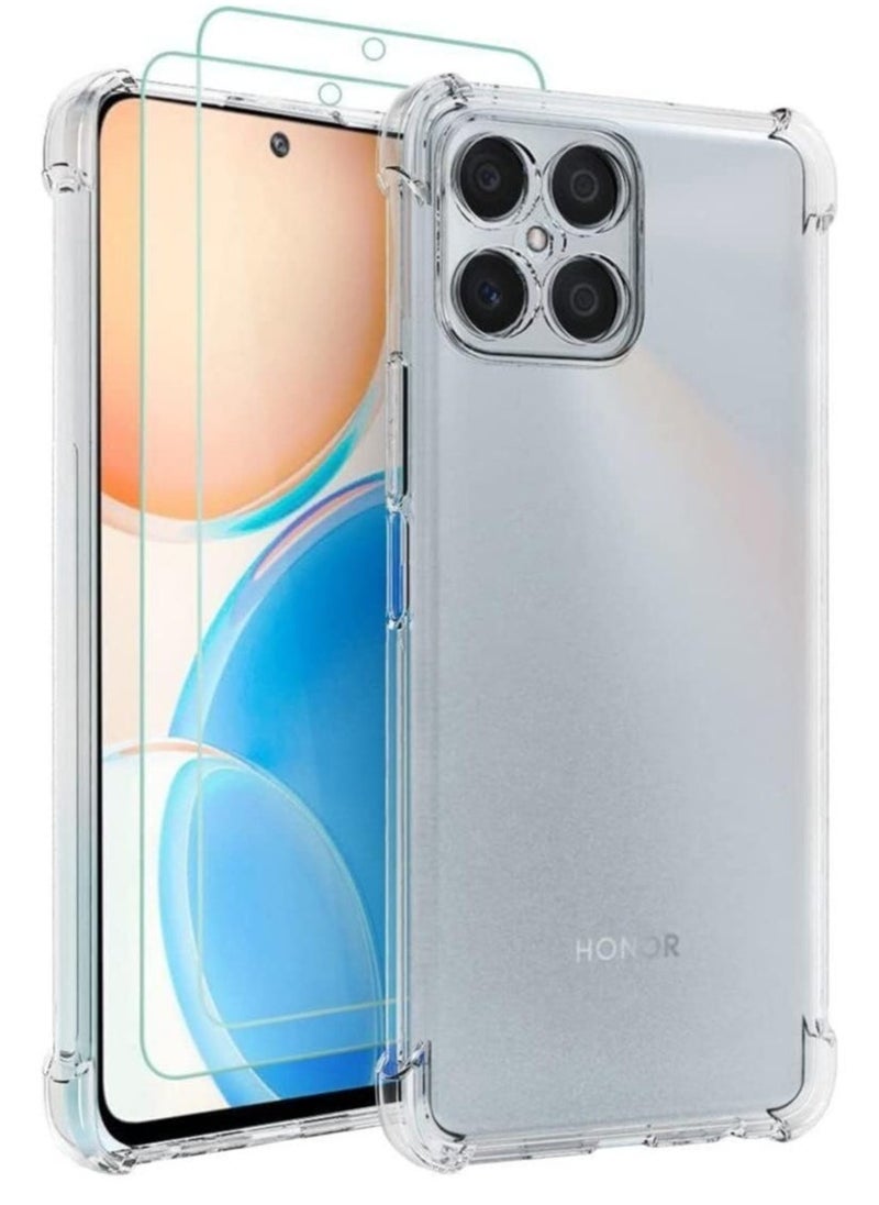 "Honor X8A Phone Case – Includes 2 Screen Protectors, Shockproof Flexible Bumper, Transparent Anti-Scratch TPU Cover Designed for Huawei Honor X8A" - Image 1