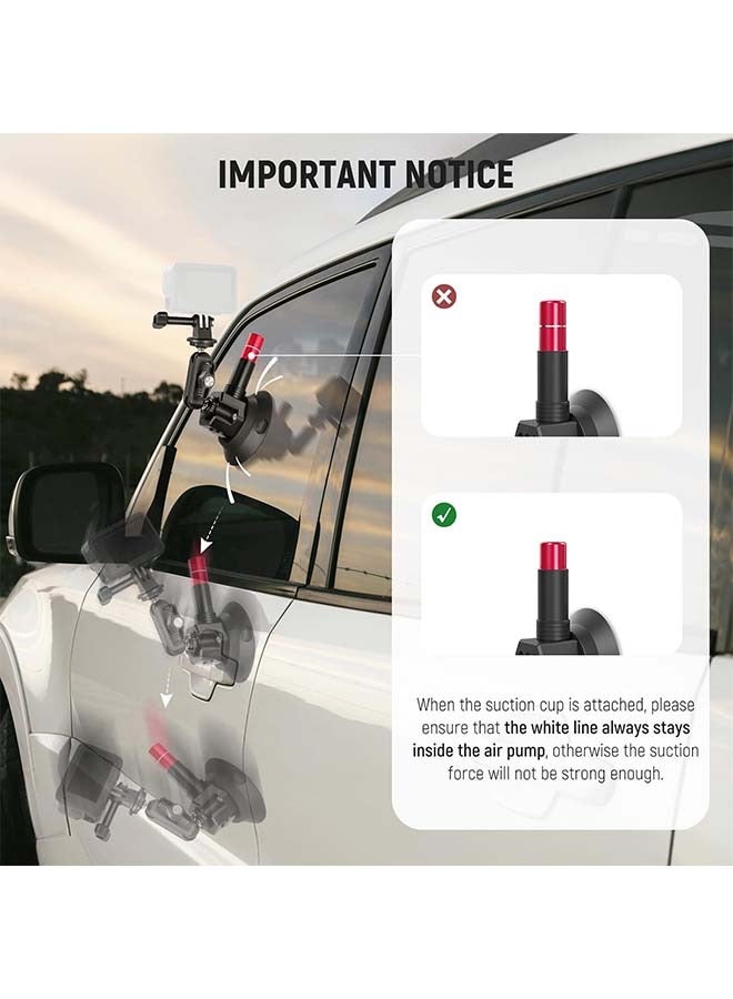 Neewer NEEWER Triple Suction Cup Car Mount Kit, Carbon Fiber Camera Mount with Action Camera Adapter, NATO Rail  24/60cm Extension Pole Compatible with GoPro Insta360, 2.2lb/1kg Max Load, CA136  - Image 4