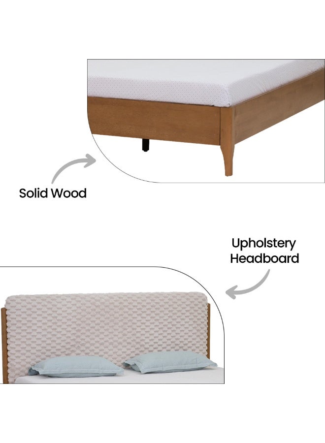 ROYALOAK Milan Italian Upholstered Queen Bed, Patterned Headboard, Center Support, Sturdy Legs, Modern Design, Durable Wooden Queen Bed, Mattress Size-Queen Size (200x160cm)   (Mattress Sold Separately) - Image 5