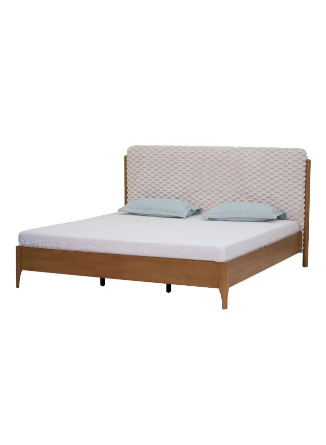 ROYALOAK Milan Italian Upholstered Queen Bed, Patterned Headboard, Center Support, Sturdy Legs, Modern Design, Durable Wooden Queen Bed, Mattress Size-Queen Size (200x160cm)   (Mattress Sold Separately) - Image 4