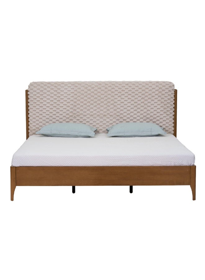 ROYALOAK Milan Italian Upholstered Queen Bed, Patterned Headboard, Center Support, Sturdy Legs, Modern Design, Durable Wooden Queen Bed, Mattress Size-Queen Size (200x160cm)   (Mattress Sold Separately) - Image 3