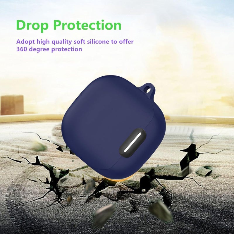 Aookay Silicon Case Cover Compatible with Soundcore by Anker Liberty 4 NC Wireless Earbuds, Protective Skin with Carabiner, with Hole for Charging (Deep Blue) - Image 1