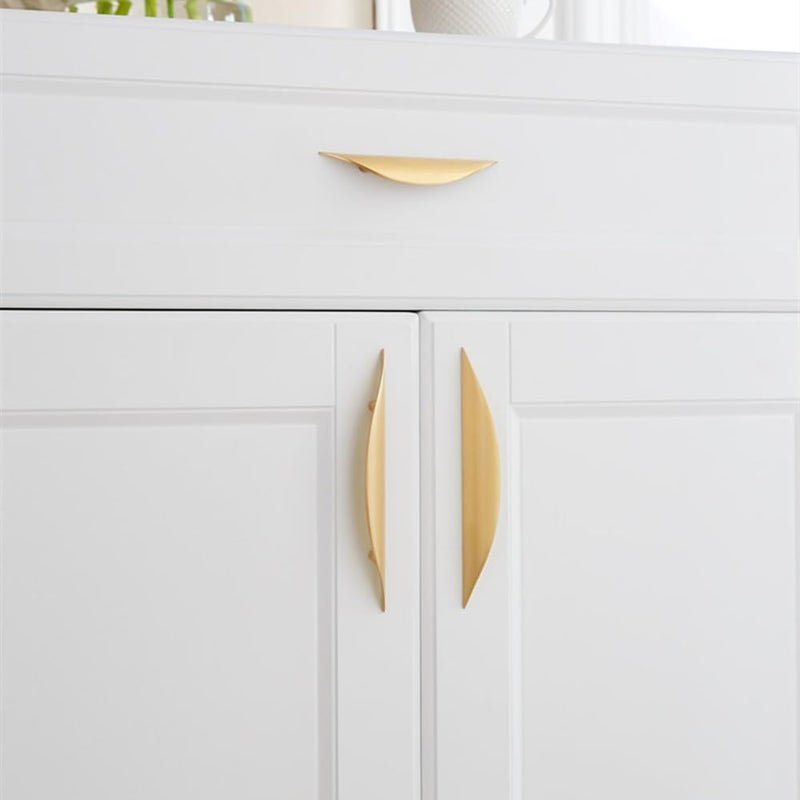 Primst 4 Pack Brushed Gold Cabinet Pulls, 3-3/4in Hole Centers Kitchen Cabinet Handles, Matte Gold Half Moon Cupboard Hardware for Kitchen Drawers, Dresser, Bathroom Vanity - Image 2